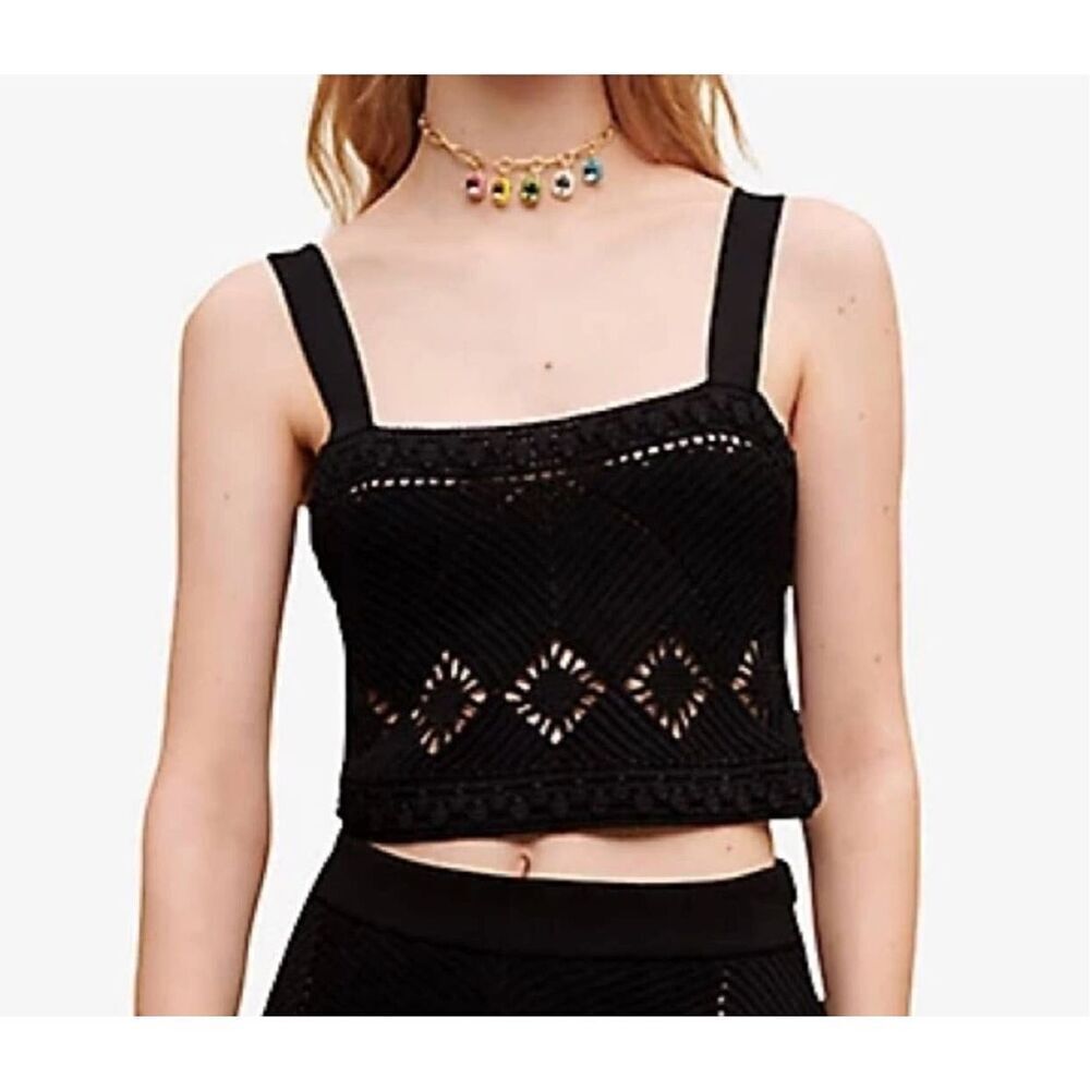 New Maje Mayon Cropped Crocket-knit Tank Top Size T1